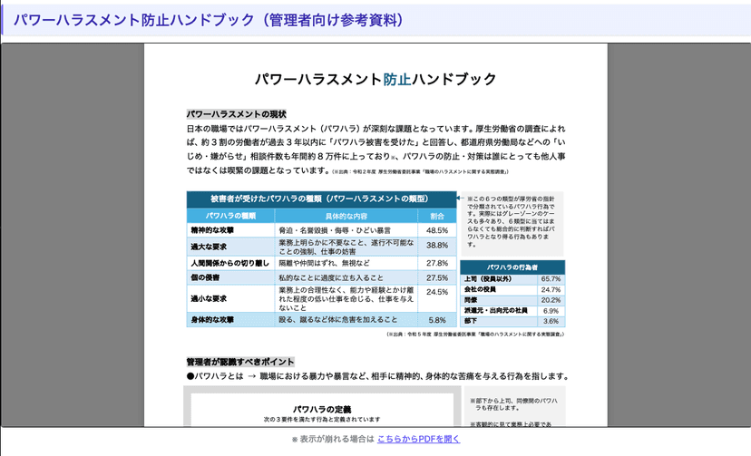 受講者 パワハラ防止ハンドブック